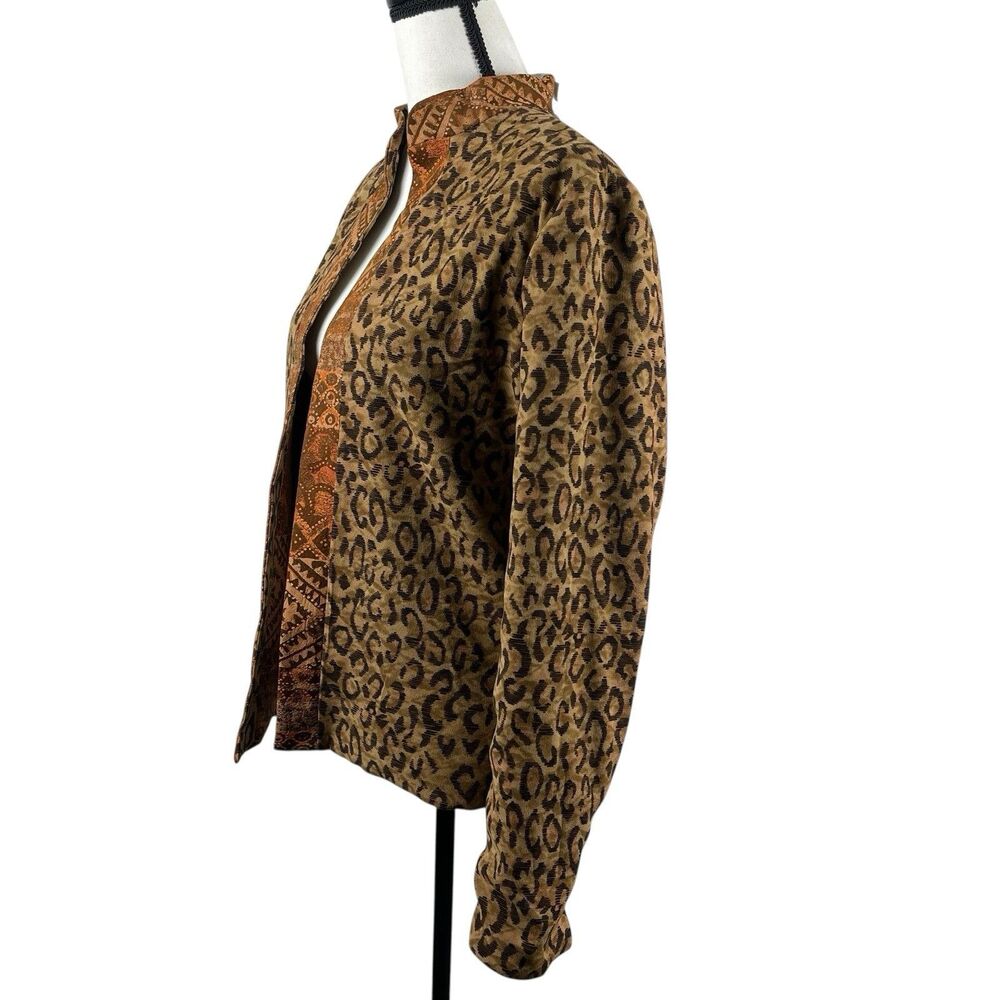 Coldwater Creek Reversible Open Front Jacket PM Medium Petite Animal Print - Picture 5 of 14